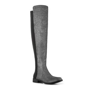 Unisa Silver Gillean Glitter Over the Knee Boot Size 6
